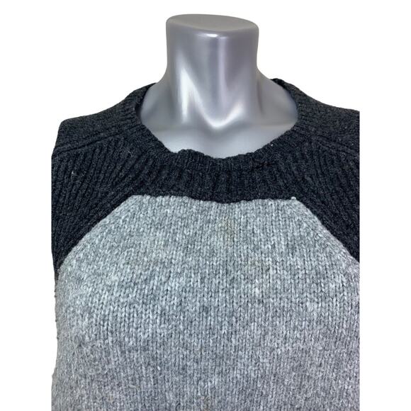 Catherine Malandrino Womens Grey Color Block Wool Sweater Large Boat Neck Cozy - Picture 7 of 10